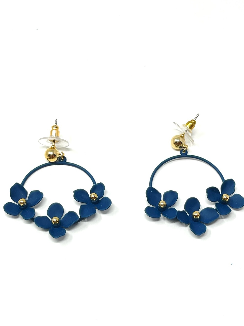 New Anthropologie Zenzii Buttercup Drop Earrings Blue - Picture 2 of 5